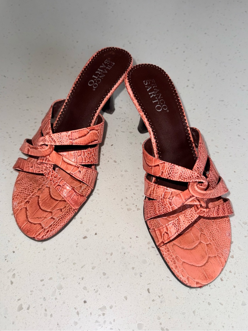 Franco Sarto Coral Croc-Textured Slide Mules